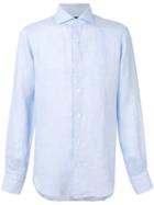 Barba - Classic Shirt - Men - Linen/flax - 40, Blue, Linen/flax