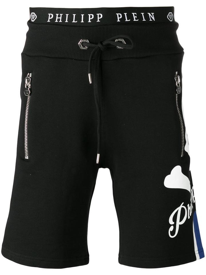 Philipp Plein Skull Track Shorts, Men's, Size: Medium, Black, Cotton