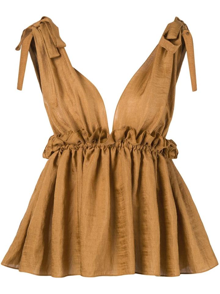 Dondup V-neck Babydoll Top - Brown