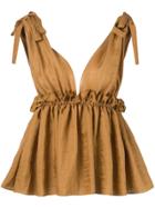 Dondup V-neck Babydoll Top - Brown