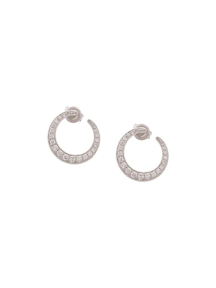 Marchesa 18kt White Gold Diamond Crescent Studs