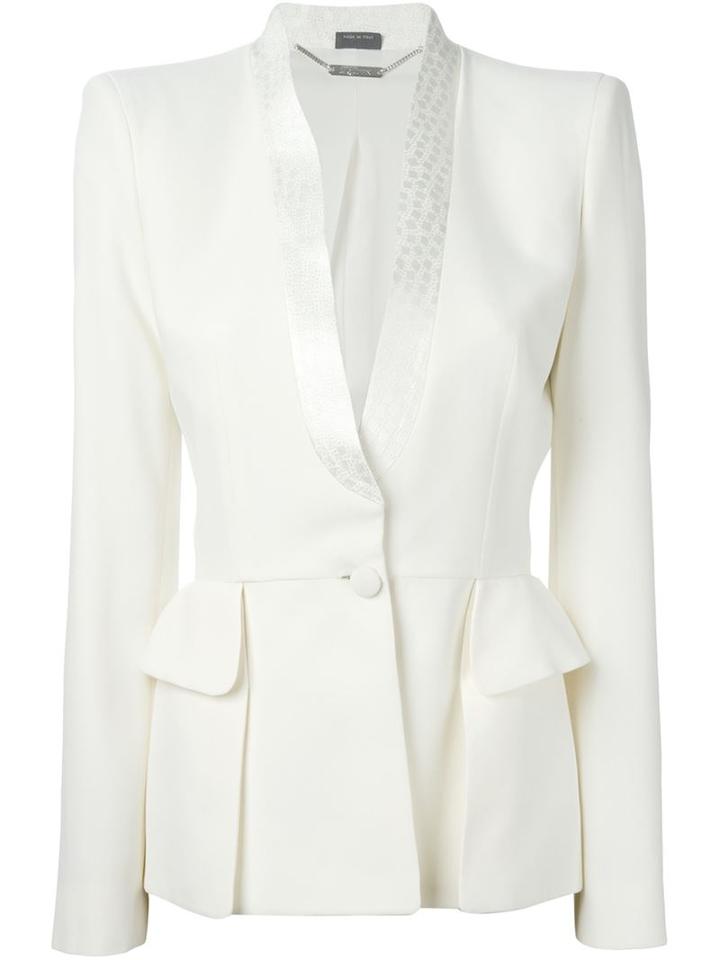 Alexander Mcqueen Shawl Collar Blazer, Women's, Size: 46, White, Acetate/rayon/silk/silk