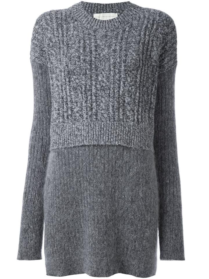 Stella Mccartney Oversize Contrast Draped Jumper, Women's, Size: 42, Grey, Polyamide/mohair/wool