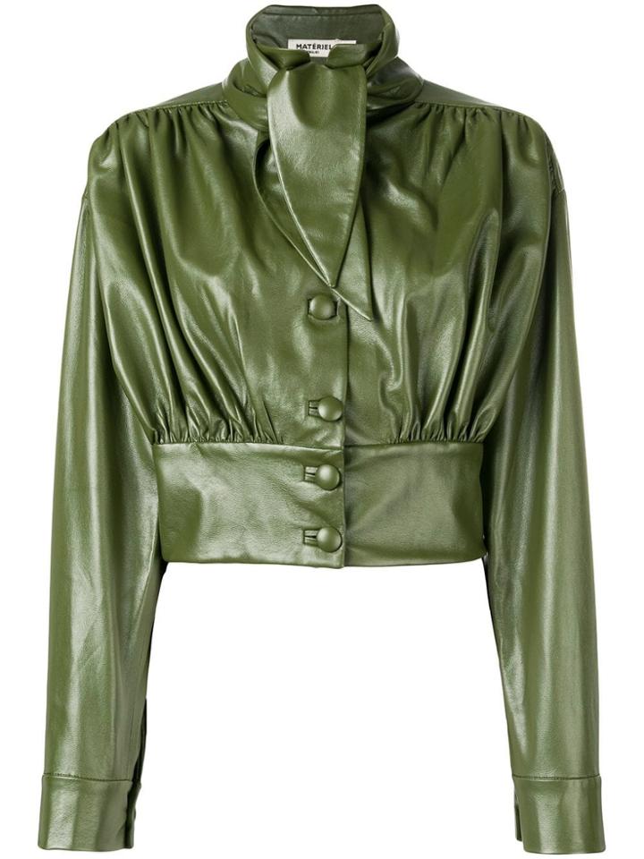 Matériel Faux Leather Cropped Jacket - Green