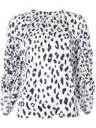 Tibi Cheetah Printed Blouse - White