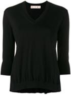 Marni - Plissé Pleat Back Sweater - Women - Silk/cotton/acetate - 46, Black, Silk/cotton/acetate