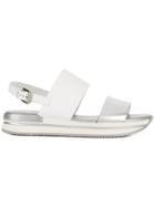 Hogan Metallic Strap Sandal - White