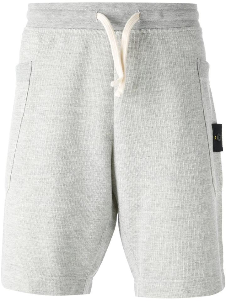 Stone Island Patch Pockets Track Shorts, Men's, Size: Xxl, Grey, Cotton/polyester