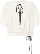 Matin Maciel Embroidered Drawstring Blouse - Nude & Neutrals