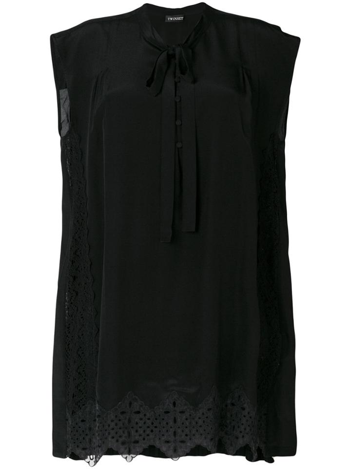 Twin-set Lace Trim Blouse - Black