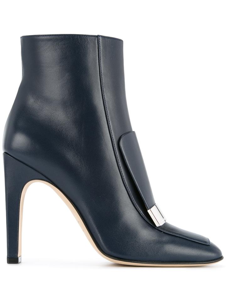 Sergio Rossi Logo Plaque Ankle Boots - Blue