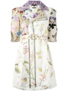 Alexander Mcqueen Floral Print Biker Coat, Women's, Size: 42, White, Lamb Skin