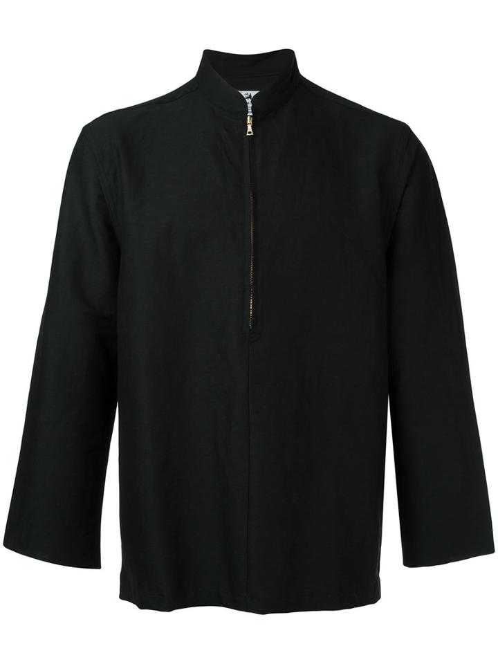 Sasquatchfabrix. - Mandarin Collar Jacket - Men - Linen/flax/nylon/polyurethane - L, Black, Linen/flax/nylon/polyurethane