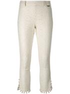 Twin-set - Pom Pom Cropped Trousers - Women - Cotton/polyamide/polyester - 46, White, Cotton/polyamide/polyester