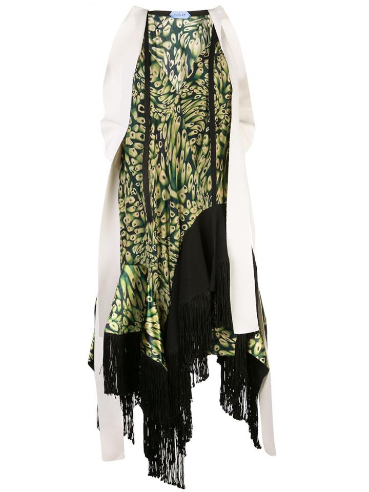 Mugler Abstract-print Asymmetric Dress - Green