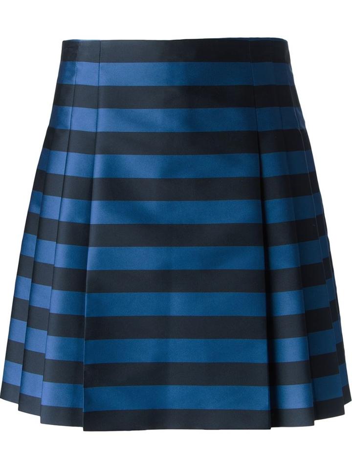 Red Valentino Striped Pleated Skirt