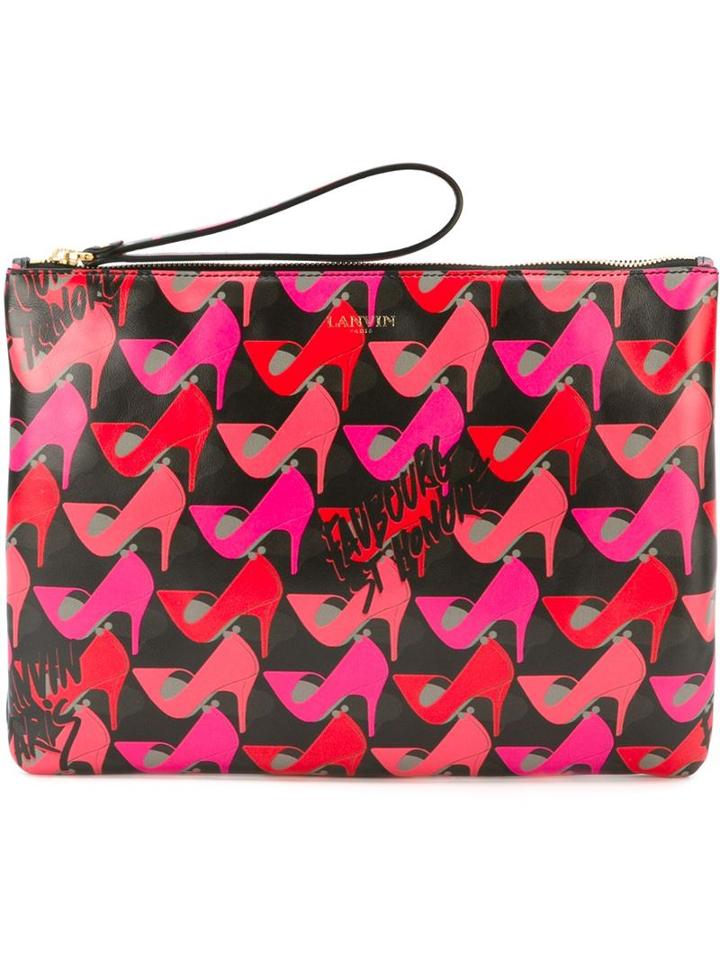 Lanvin Shoe Print Clutch, Women's, Black, Leather