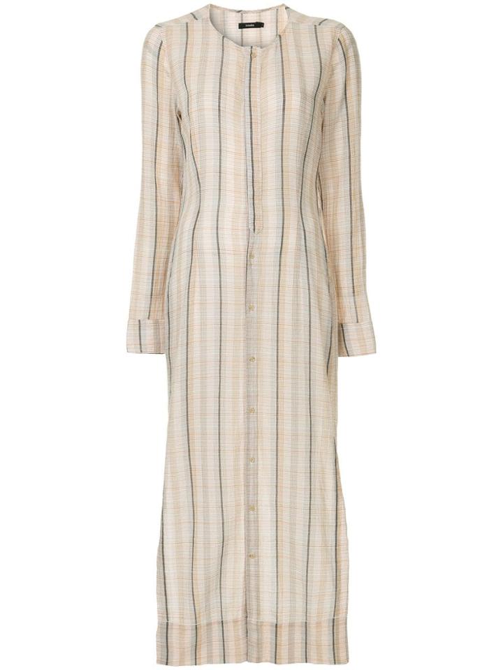 Bassike Check Gauze Shirt Dress - Neutrals
