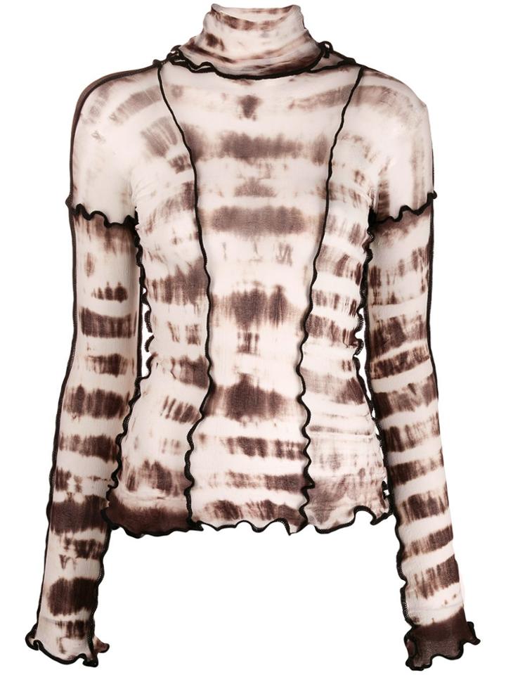 Asai Rippled Tie Dye Top - Brown