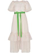 By Timo Dot Print Puff Sleeve Organza Dress - Neutrals