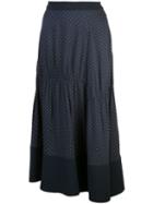 Tibi Pindot Shirred Panel Skirt - Blue