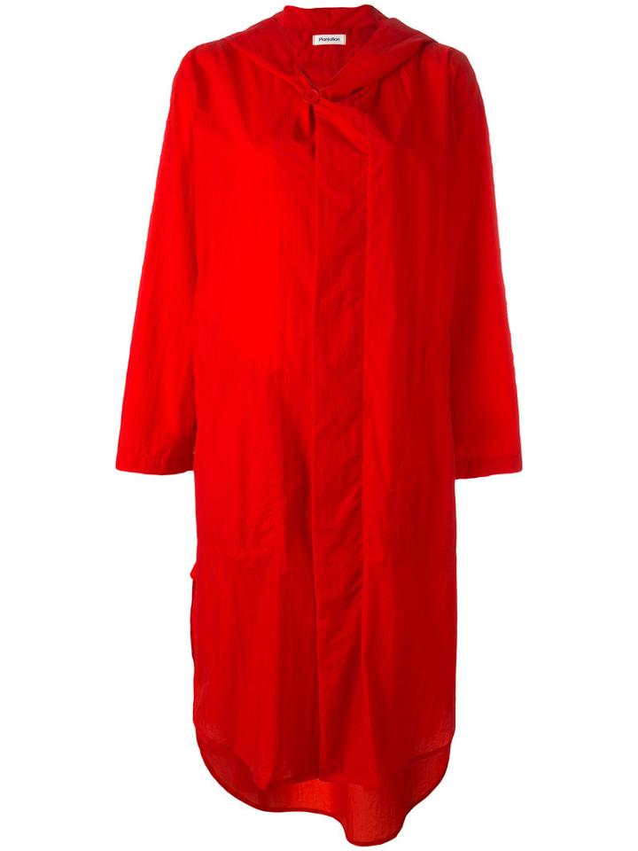 Plantation - Buttoned Hooded Coat - Women - Nylon - L, Red, Nylon