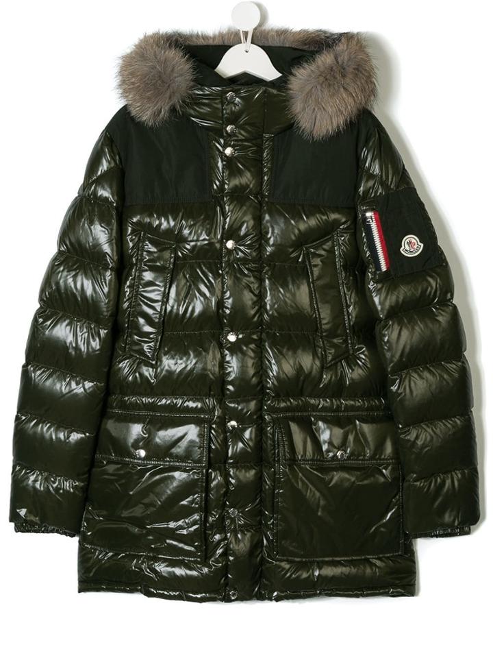 Moncler Kids Teen Hooded Padded Coat - Green