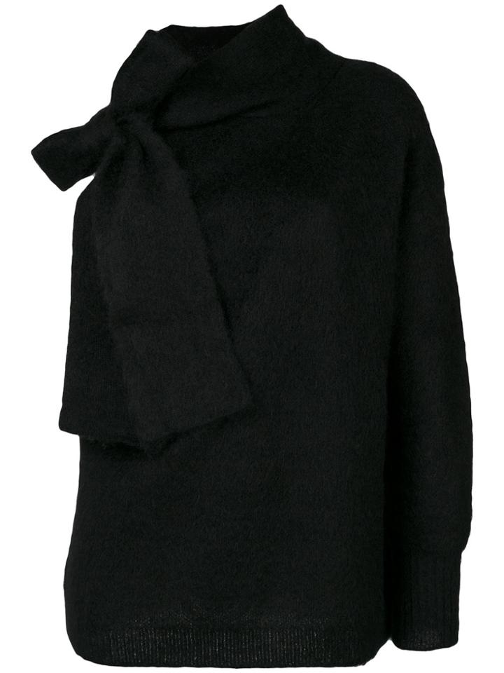 No21 One Shoulder Jumper With Scarf - Black