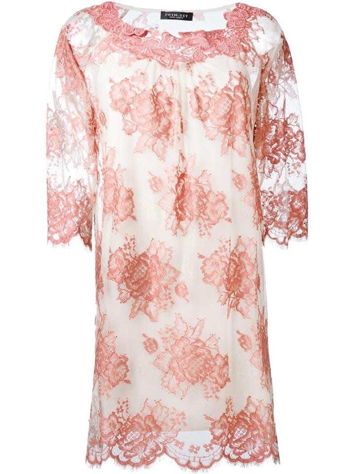 Twin-set Floral Lace Shift Dress, Women's, Size: S, Nude/neutrals, Polyamide/modal/viscose/polyester