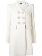 Alexander Mcqueen Double Breasted Peacoat, Women's, Size: 40, White, Wool/silk/cupro