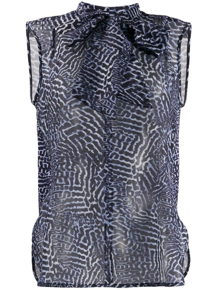 Max Mara Printed Sleeveless Blouse - Blue