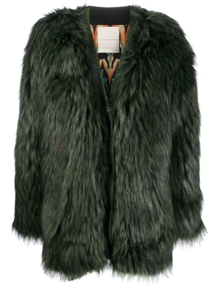 Marco De Vincenzo Faux Fur Coat - Green
