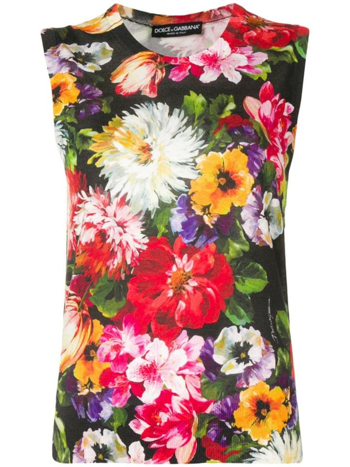 Dolce & Gabbana Floral Print Tank Top - Black