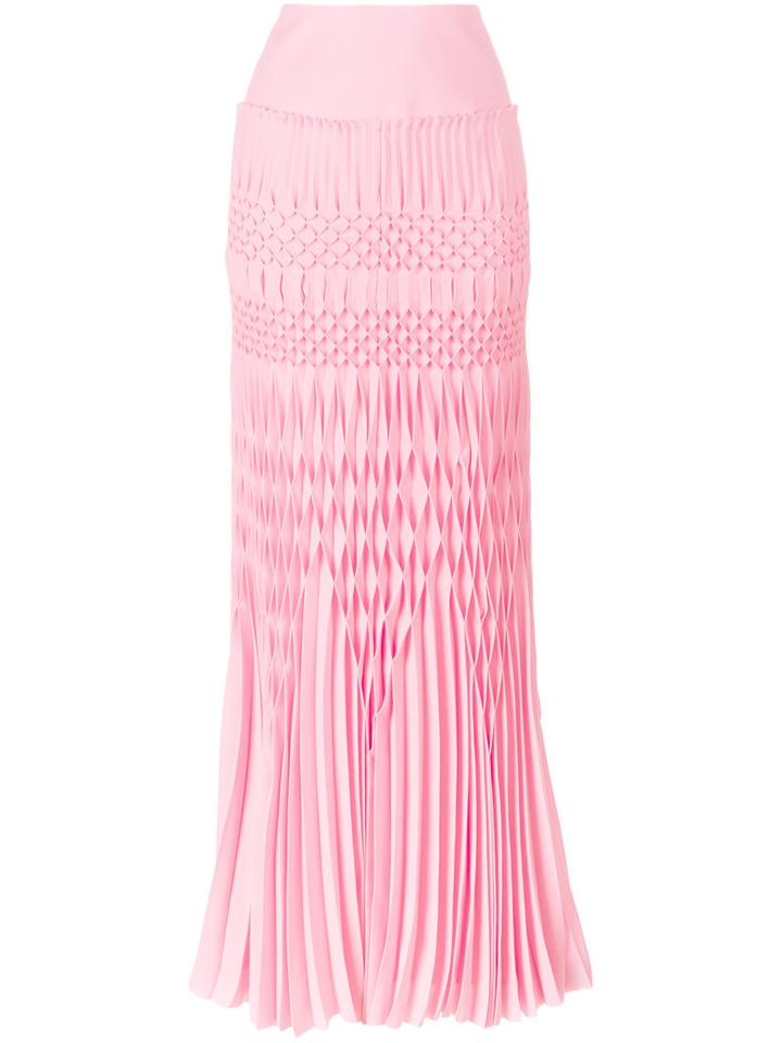 Haider Ackermann - Smocked Maxi Skirt - Women - Polyester - 36, Pink/purple, Polyester