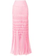 Haider Ackermann - Smocked Maxi Skirt - Women - Polyester - 36, Pink/purple, Polyester