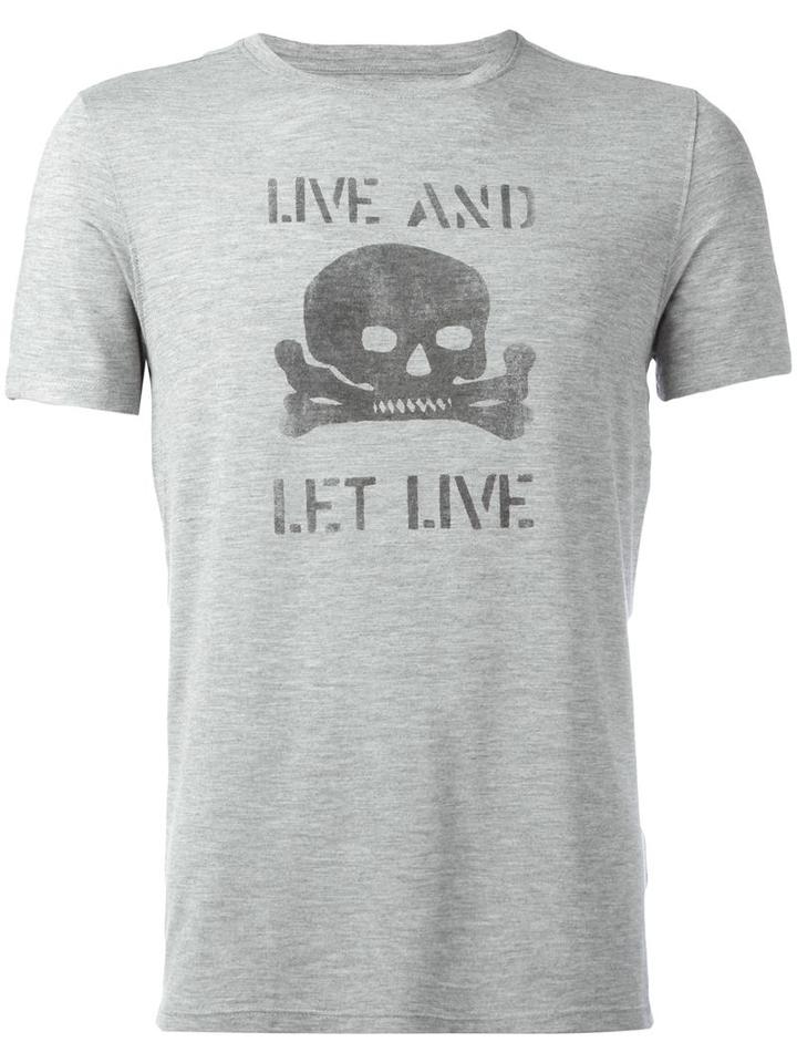 John Varvatos Printed T-shirt, Men's, Size: Large, Grey, Spandex/elastane/viscose