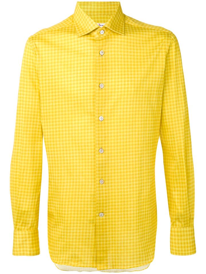 Kiton - Checked Shirt - Men - Cotton - 42, Yellow/orange, Cotton