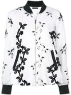Josie Natori Embroidered Bomber Jacket - White