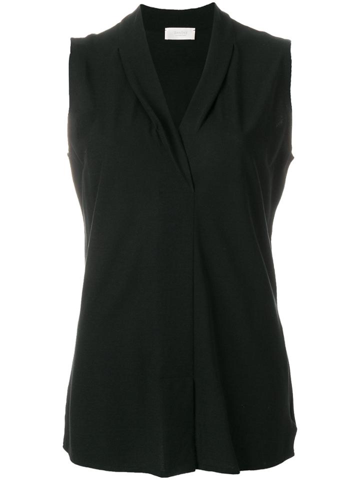 Zanone V-neck Sleeveless Blouse - Black
