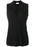 Zanone V-neck Sleeveless Blouse - Black