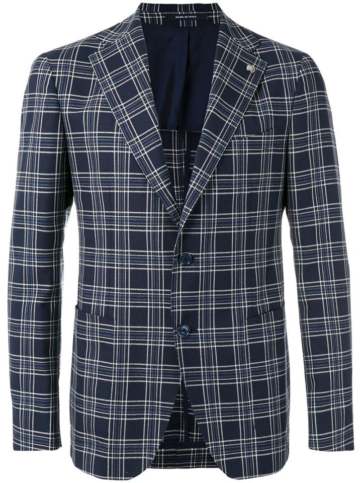 Checked Blazer - Men - Silk/cupro/virgin Wool - 46, Blue, Silk/cupro/virgin Wool, Tagliatore