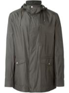 Brioni Hooded Windbreaker, Men's, Size: Large, Grey, Silk
