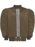 Blindness Oversized Beaded Puff Shoulder Jacket - Green