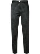 Twin-set - Spotted Cropped Trousers - Women - Cotton/polyester/spandex/elastane - 44, Black, Cotton/polyester/spandex/elastane