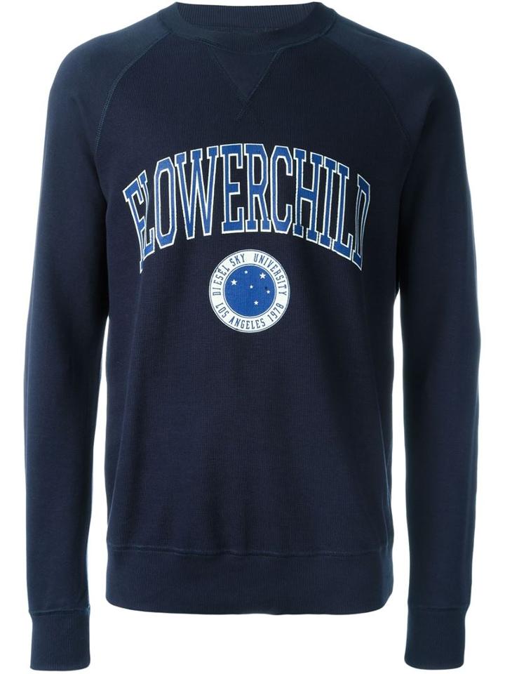 Diesel Flowerchild Print Sweatshirt, Men's, Size: L, Blue, Cotton
