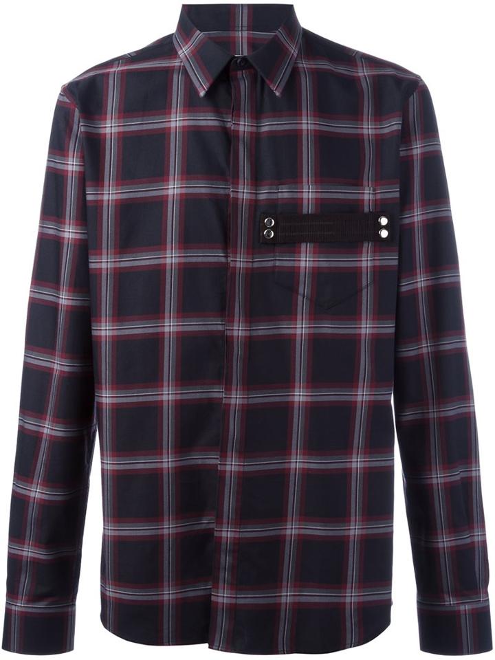 Givenchy Plaid Print Shirt, Men's, Size: 42, Pink/purple, Cotton/polyester/acrylic/brass