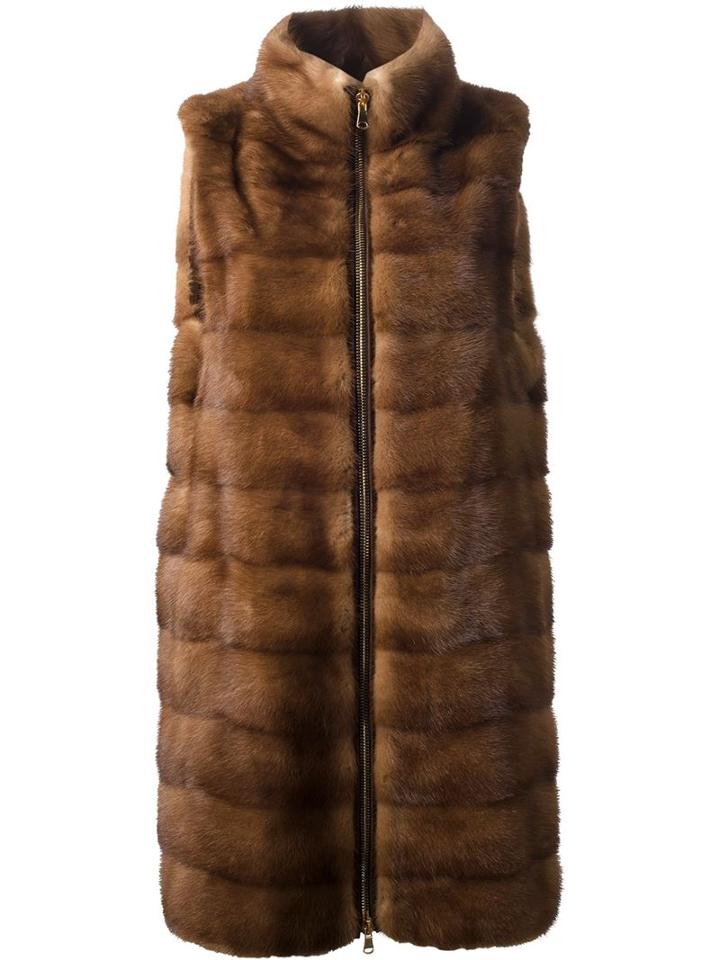 Liska Sleeveless Mink Fur Coat, Women's, Size: S, Nude/neutrals, Mink Fur