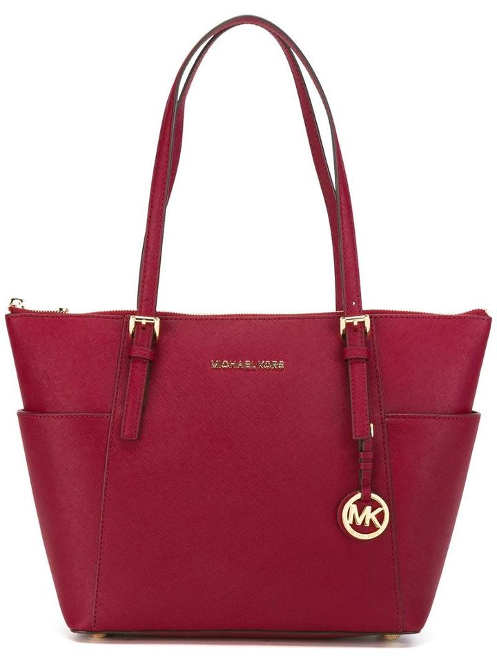 Michael Michael Kors 'jet Set Travel' Tote, Women's, Red, Calf Leather