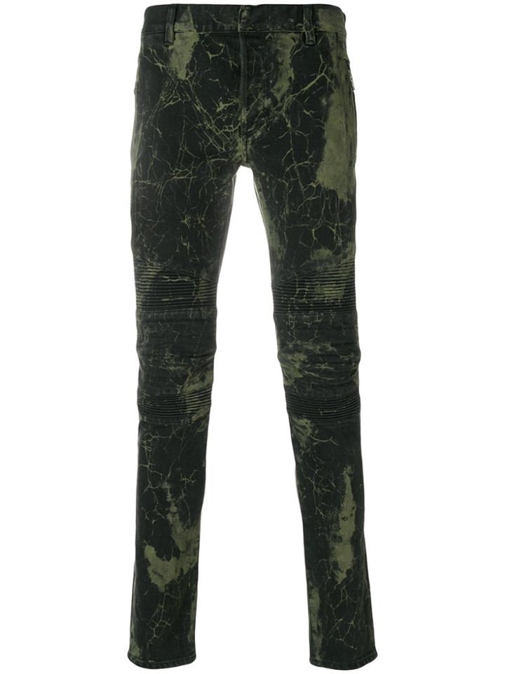 Balmain Printed Biker Trousers - Black