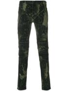 Balmain Printed Biker Trousers - Black